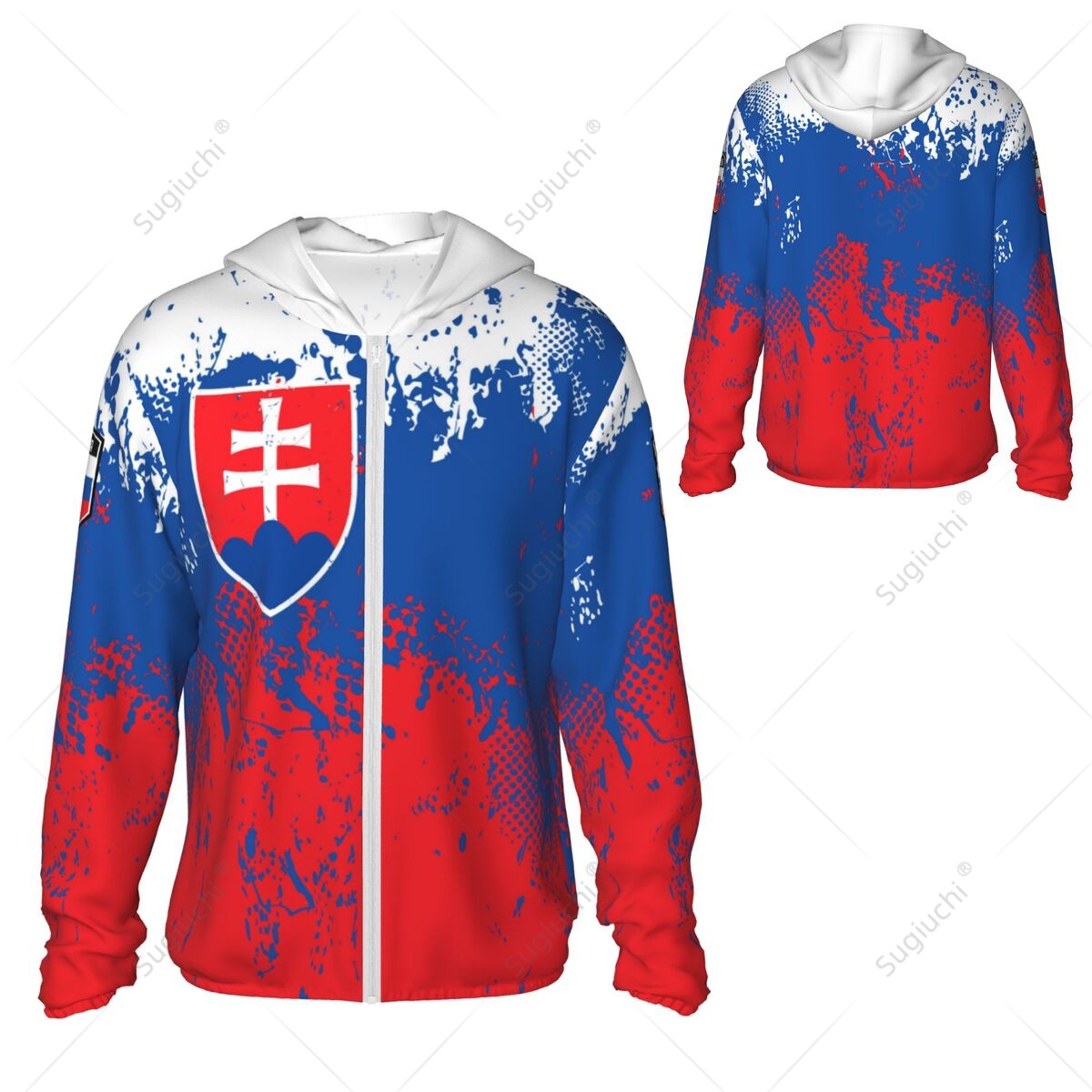 Fishing Hoodie - Bendera Slovakia Hoodie pelindung matahari baju