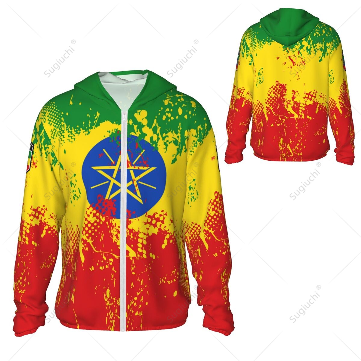 Fishing Hoodie - Hoodie Pelindung Matahari Bendera Ethiopia Pakaian