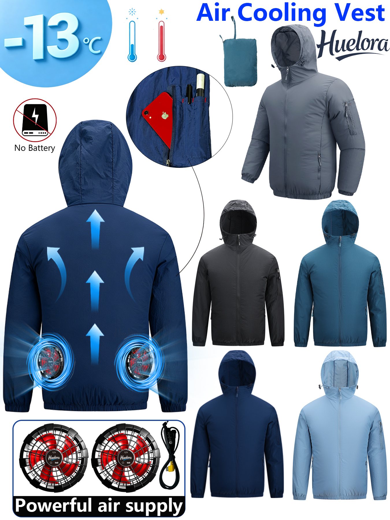 Fishing Hoodie - Jaket Pendingin USB Berkerudung untuk Pria