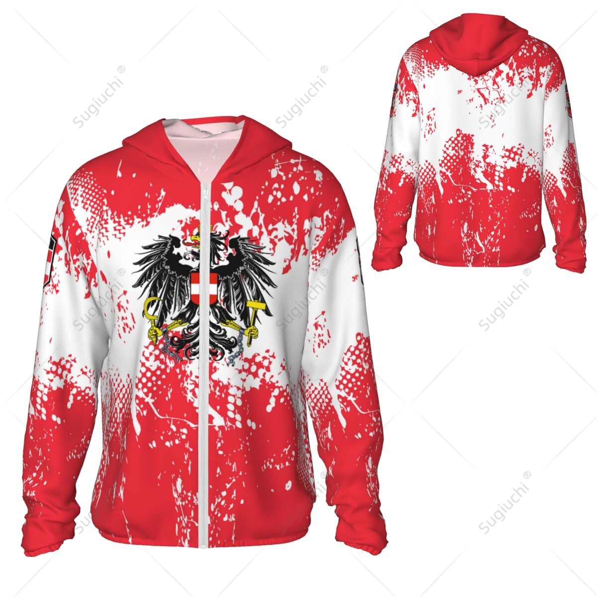 Fishing Hoodie - Hoodie Pelindung Matahari Bendera Austria Pakaian