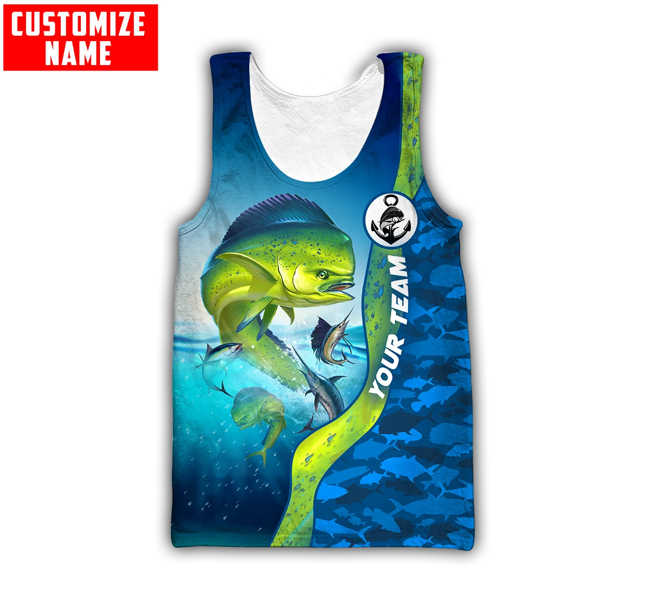 Fishing Vest - Nama Kustom Mahi Mahi Memancing 3D