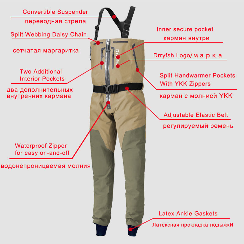 Wader kedap air tanpa sepatu b - Fishing Waders ulasan dan harga